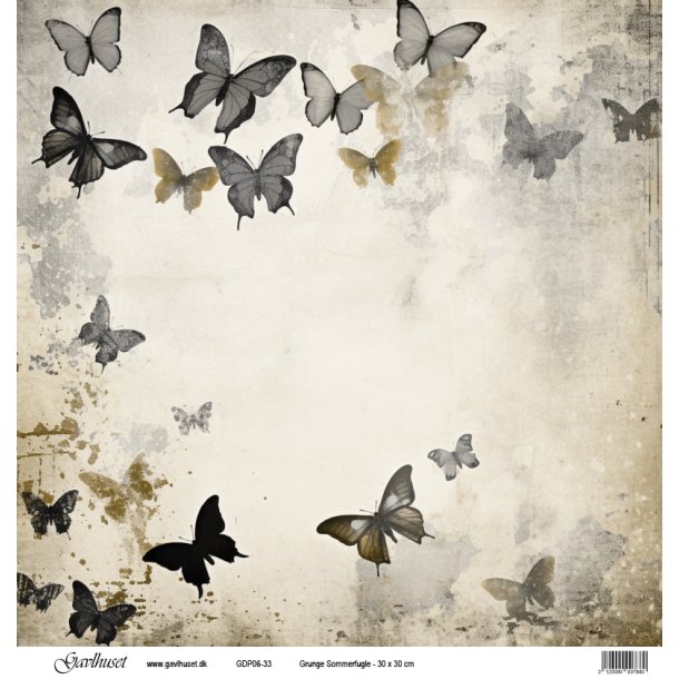 Gavlhusets Design - Papir -  grunge sommerfugl