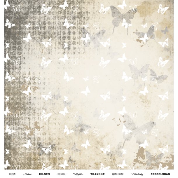 Gavlhusets Design - Papir -  grunge sommerfugl
