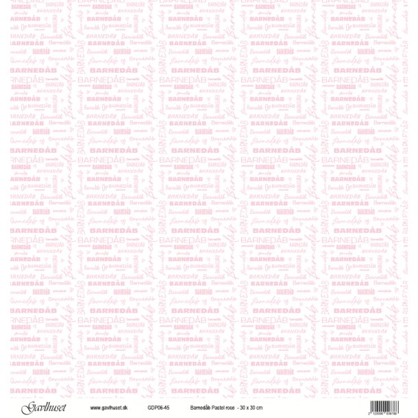Gavlhusets Design - Papir - Barnedb - Pastel Rose