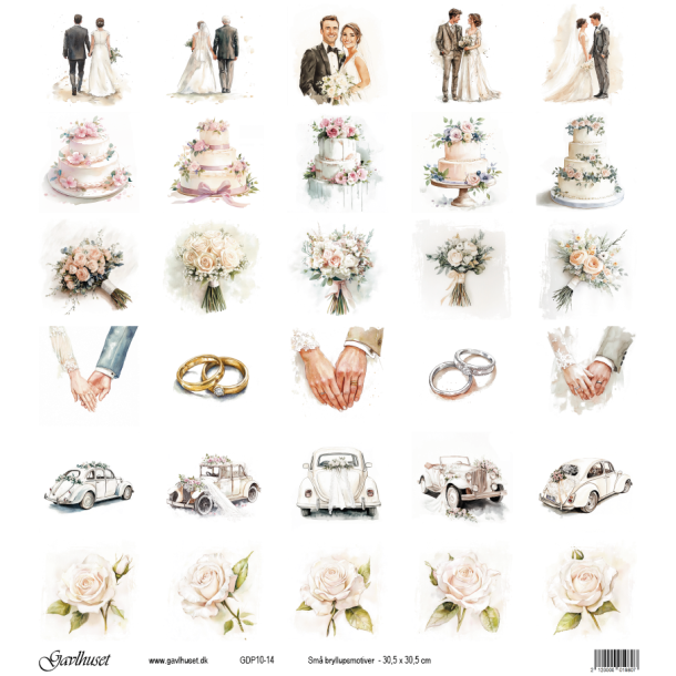 Gavlhusets Design - Papir - Sm bryllupsmotiver