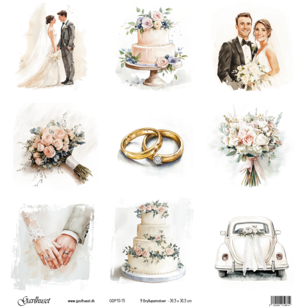 Gavlhusets Design - Papir - 9 Bryllupsmotiver