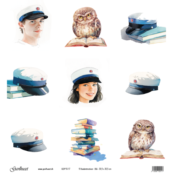 Gavlhusets Design - Papir - 9 Studentmotiver - Bl