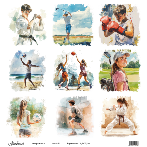 Gavlhusets Design - Papir - 9 Sportsmotiver