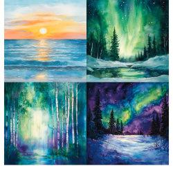 Gavlhusets Design - Papir - Baggrunde - Solnedgang/nordlys