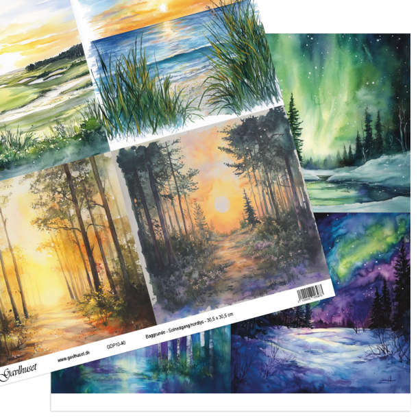 Gavlhusets Design - Papir - Baggrunde - Solnedgang/nordlys