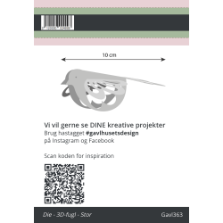 Gavlhusets Design - Die - 3D-fugl - Stor