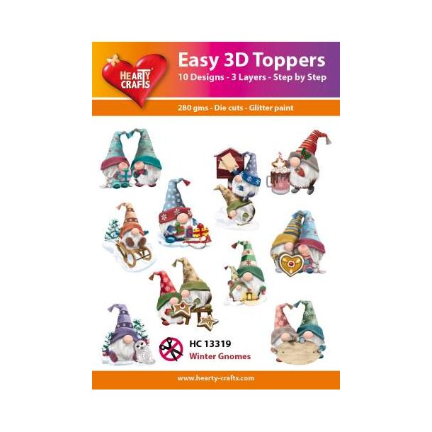Hearty Crafts - Easy 3D Toppers -Udstansede motiver m. Vinter Gnomer