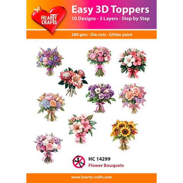 Hearty Crafts - Easy 3D Toppers - Udstansede motiver m. Blomster Buketter
