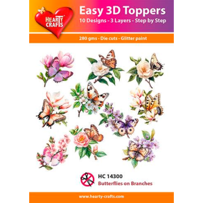Hearty Crafts - Easy 3D Toppers - Udstansede motiver m. Sommerfugle og Grene