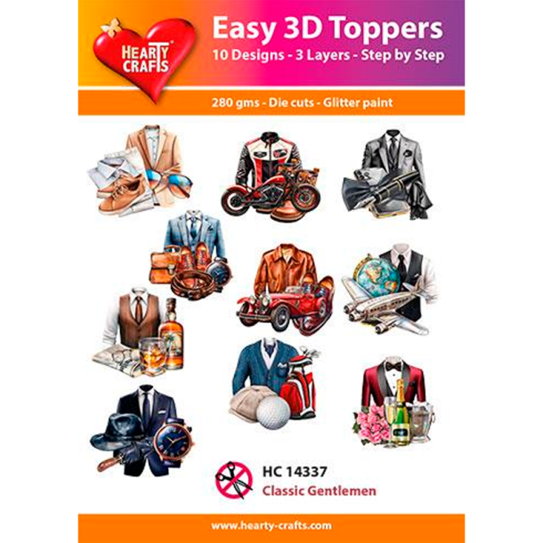 Hearty Crafts - Easy 3D Toppers - Udstansede motiver m. Classic Gentlemen