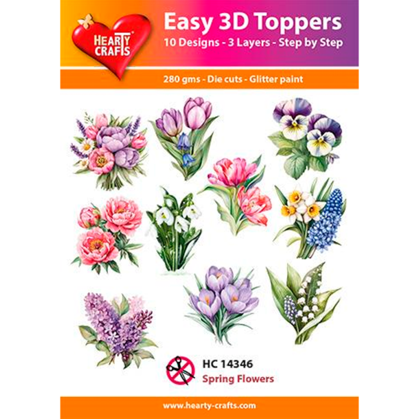 Hearty Crafts - Easy 3D Toppers - Udstansede motiver m. Spring Flowers / Forrsblomster