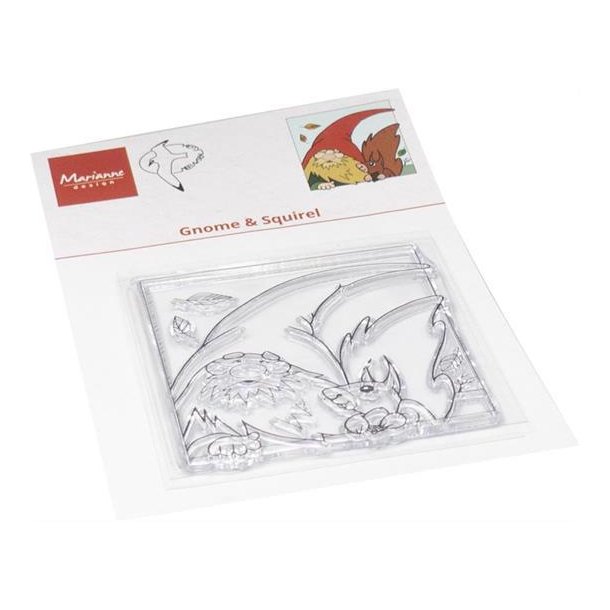 Marianne Design - Stempel - Clearstamp "Hettys Gnome  Squrirrel" - Gnom og egern