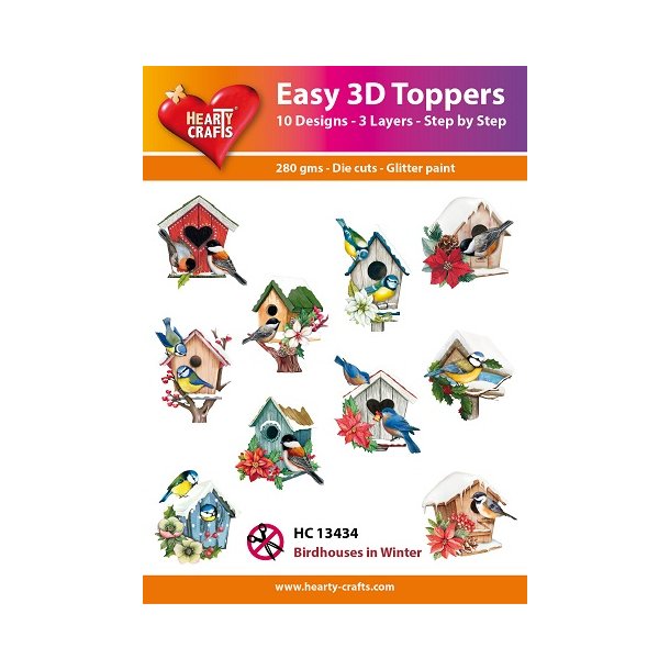 Hearty Crafts - Easy 3D Toppers - Udstansede motiver m. Vinter Fuglehuse