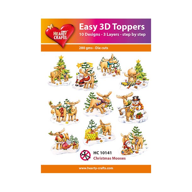 Hearty Crafts - Easy 3D Toppers - Udstansede motiver m. jule rensdyr
