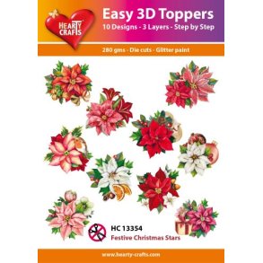 Hearty Crafts - Easy 3D Toppers - Udstansede motiver m. Julestjerner