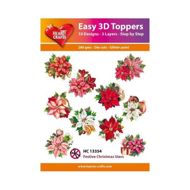 Hearty Crafts - Easy 3D Toppers - Udstansede motiver m. Julestjerner