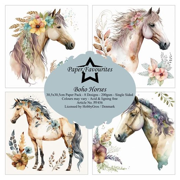 Paper Favourites - Blok 12" - "Boho Horses" - Heste og Blomster