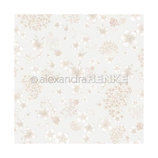 Alexandra Renke - Karton - Design Paper - 'Elderberry dream on transparent green' - Hyldeblomster