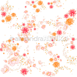 Alexandra Renke - Karton - Zarter Pfingstrosen-Dahlien-Wirbel / P�oner