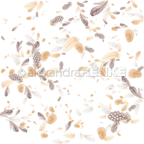 Alexandra Renke - Karton - Flauschiger Federwirbel Braun-Beige / Fjer og dun