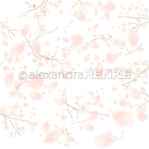 Alexandra Renke - Karton - Flauschiger Feder-Veilchen-Wirbel / Fjer og grene