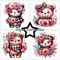 Paper Favourites - Blok 6'' - Bear with flowers / Bamse med blomster