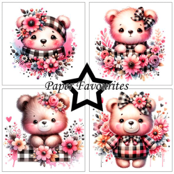 Paper Favourites - Blok 6'' - Bear with flowers / Bamse med blomster