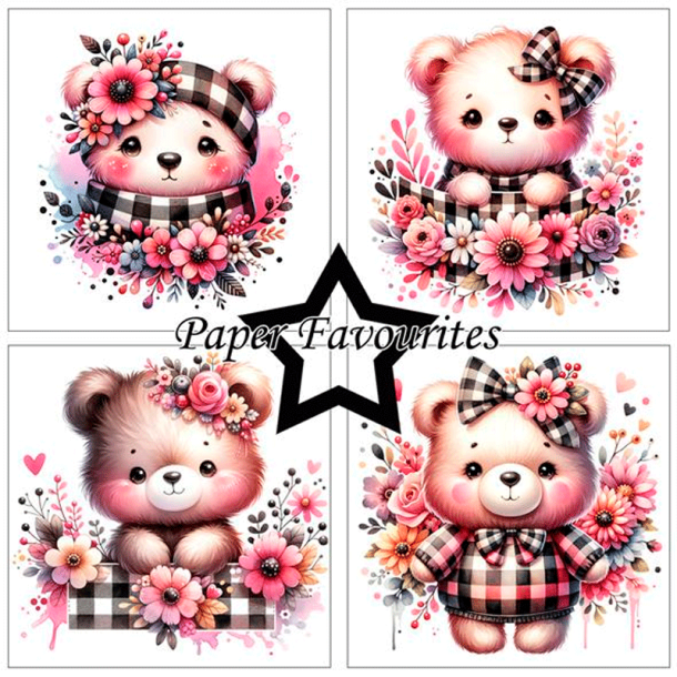 Paper Favourites - Blok 6'' - Bear with flowers / Bamse med blomster
