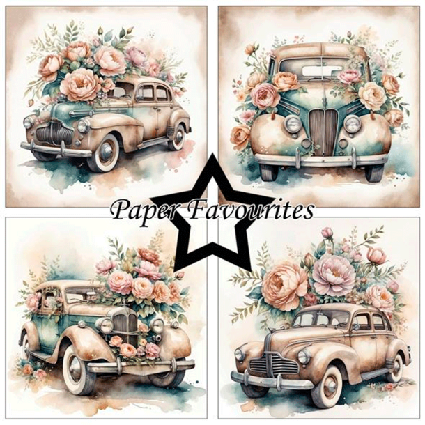 Paper Favourites - Blok 6'' - Vintage Car / Gammeldags Biler
