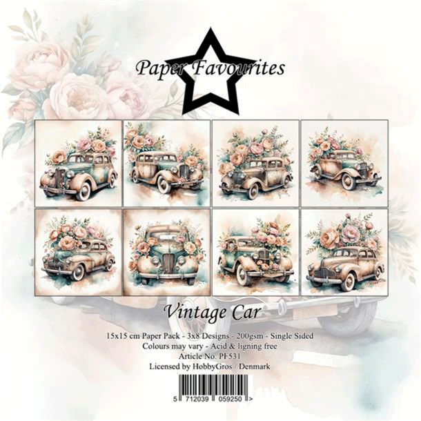 Paper Favourites - Blok 6'' - Vintage Car / Gammeldags Biler