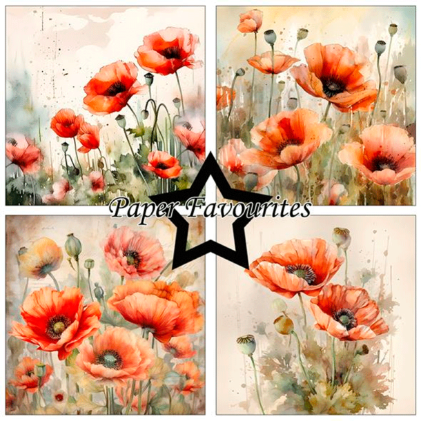 Paper Favourites - Blok 6'' - Poppy / Valmuer