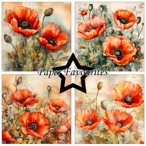 Paper Favourites - Blok 6'' - Poppy / Valmuer