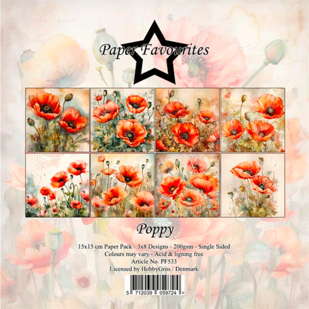 Paper Favourites - Blok 6'' - Poppy / Valmuer