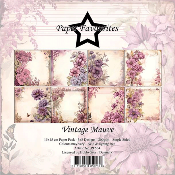 Paper Favourites - Blok 6'' - Vintage Mauve / Gammeldags mauve