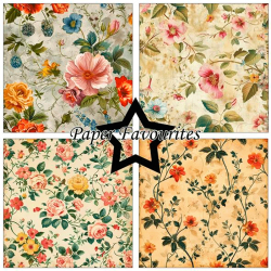 Paper Favourites - Blok 12'' - Vintage Flowers / Vintage Blomster