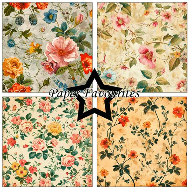 Paper Favourites - Blok 12'' - Vintage Flowers / Vintage Blomster