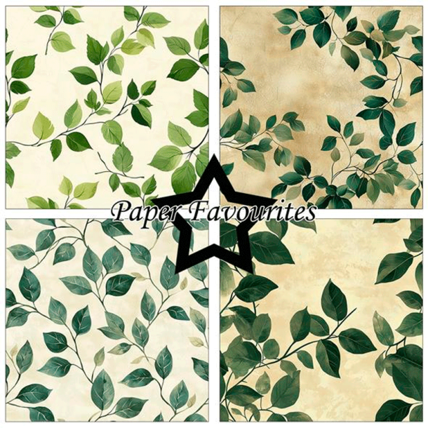 Paper Favourites - Blok 12'' - Green Leaves / Grnne blade