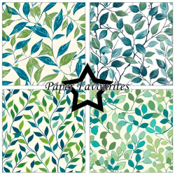 Paper Favourites - Blok 12'' - Vintage Green Leaves / Gammeldags grnne blade