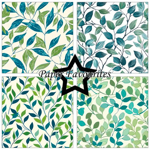 Paper Favourites - Blok 12'' - Vintage Green Leaves / Gammeldags grnne blade
