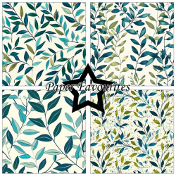 Paper Favourites - Blok 12'' - Vintage Green Leaves / Gammeldags grnne blade