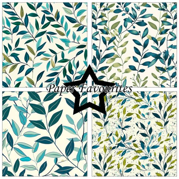 Paper Favourites - Blok 12'' - Vintage Green Leaves / Gammeldags grnne blade