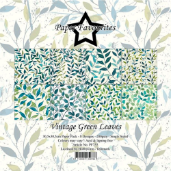 Paper Favourites - Blok 12'' - Vintage Green Leaves / Gammeldags grnne blade