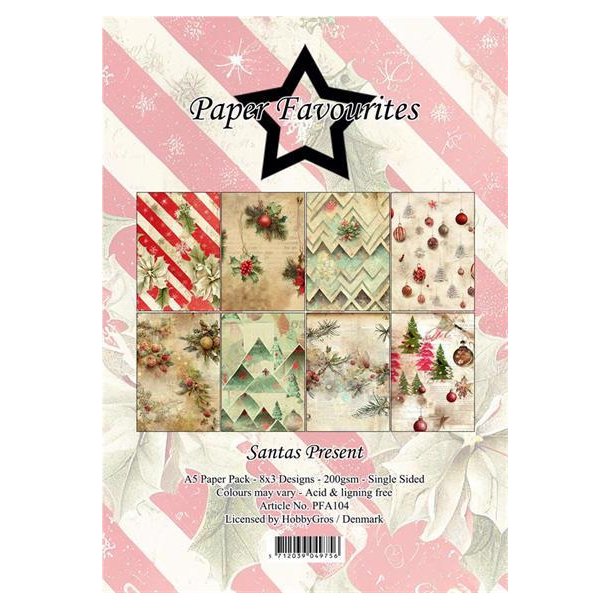 Paper Favourites - Blok A5 - Santas Present / Traditionel Jul
