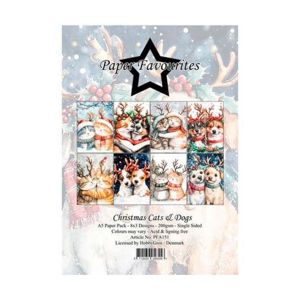 Paper Favourites - Blok A5 - Christmas Cats & Dogs