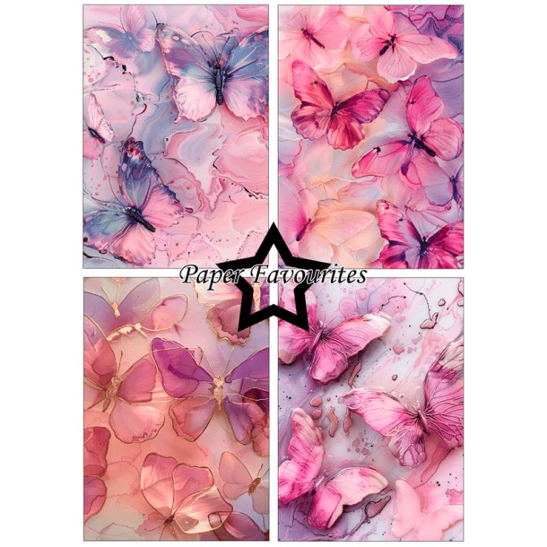 Paper Favourites - Blok A5 - Alcohol Ink - Butterflies / Sommerfugle