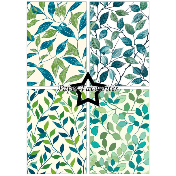 Paper Favourites - Blok A5 - Vintage Green Leaves / Gammeldags grnne blade