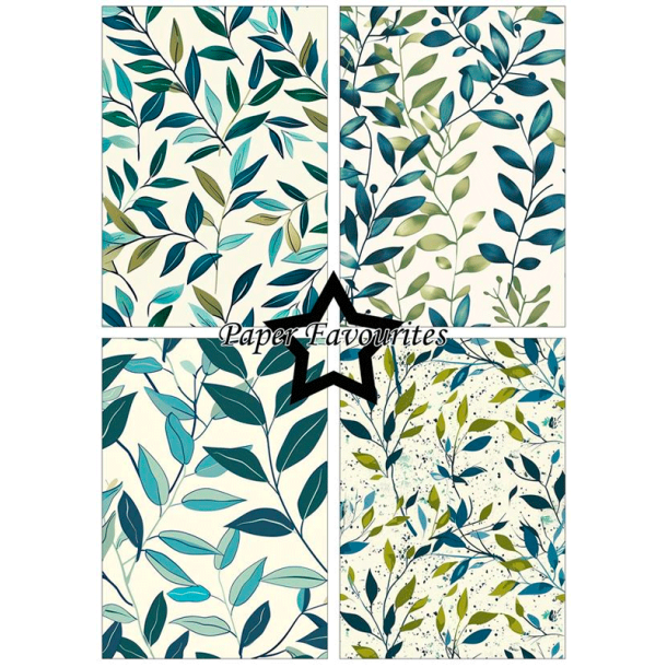 Paper Favourites - Blok A5 - Vintage Green Leaves / Gammeldags grnne blade