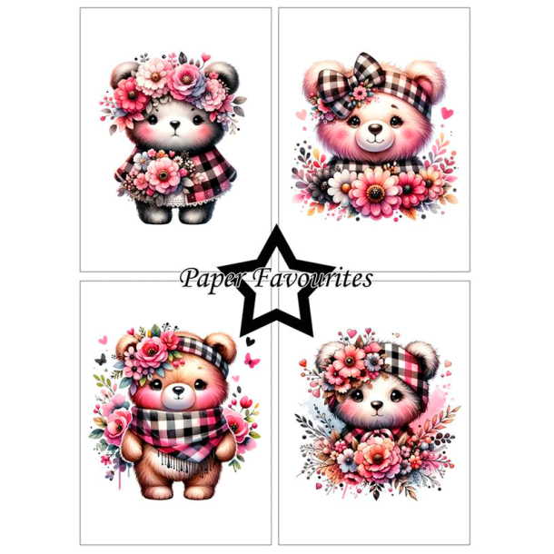 Paper Favourites - Blok A6 - Bear with flowers / Bamse med blomster