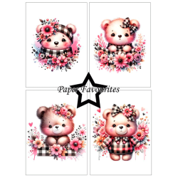 Paper Favourites - Blok A6 - Bear with flowers / Bamse med blomster