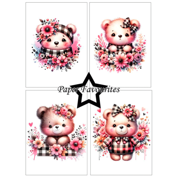 Paper Favourites - Blok A6 - Bear with flowers / Bamse med blomster